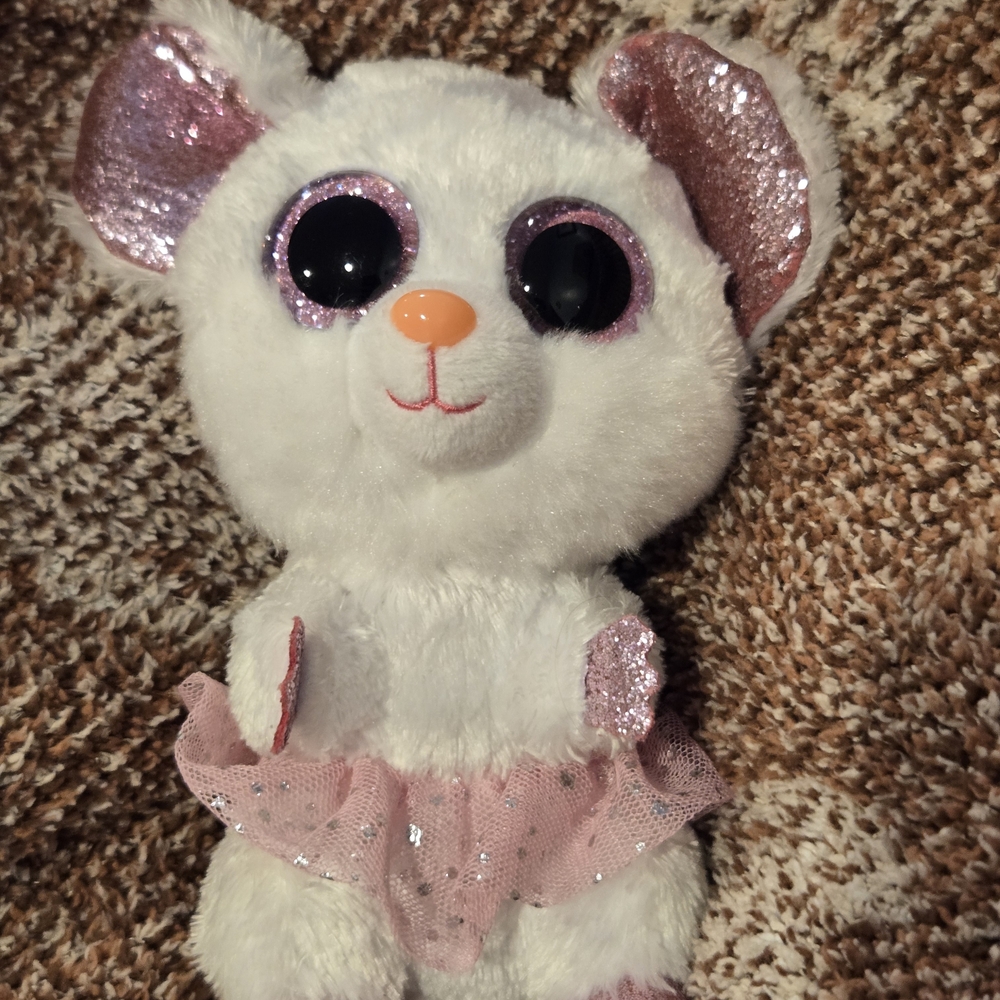 7" Ty Beanie Boo Nina Mouse 2021 TySilk Pink Tutu Ballerina Plush Stuffed Animal